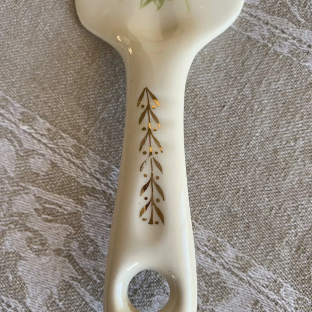 Ceramic Floral Serving Utensil Set- Shabby Chic Vintage Spoon, Fork, Pie Server